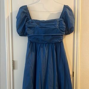 Few Moda o.p.t River Blue Puff Sleeve Midi Dress size Large L